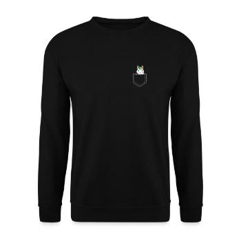 Einhorn Pocket Mittelfinger Einhörner Geschenk - Unisex Pullover - Schwarz - Vorne - Alina (178cm) & Michal (187cm)