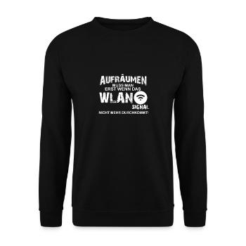 Aufräumen Wlan - Unisex Pullover - Schwarz - Vorne - Alina (178cm) & Michal (187cm)