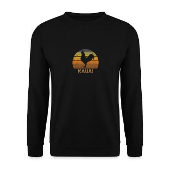 Retro Kauai Hawaii Urlaub Souvenir Hahn - Unisex Pullover - Schwarz - Vorne - Alina (178cm) & Michal (187cm)