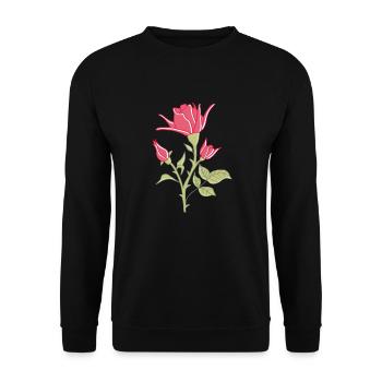 rose rouge avec des feuilles vertes et des épines - Sweat-shirt Unisexe - noir - Devant - Alina (178cm) & Michal (187cm)