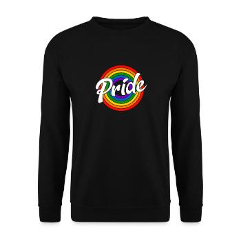 Pride Retro Regenbogen - Unisex Pullover - Schwarz - Vorne - Alina (178cm) & Michal (187cm)