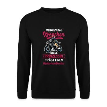 Prinzessin Motorrad Motorradhelm Motor Geschenk - Unisex Pullover - Schwarz - Vorne - Alina (178cm) & Michal (187cm)