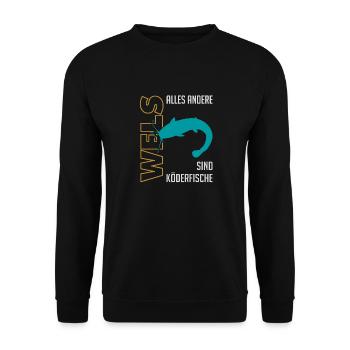 Angeln Waller fischen Sportfischen auf Wels - Unisex Pullover - Schwarz - Vorne - Alina (178cm) & Michal (187cm)