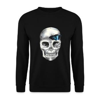 crane papillon bleu - Sweat-shirt Unisexe - noir - Devant - Alina (178cm) & Michal (187cm)