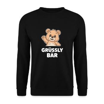 Grüssly Bear - When Grizzly Is Too Evil. Hi, everybody - Unisex Sweatshirt - black - Front - Alina (178cm) & Michal (187cm)