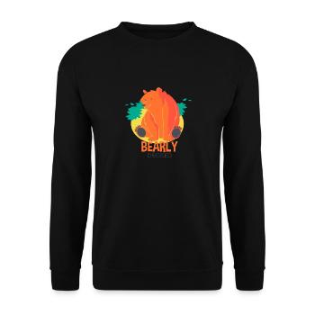 Bearly dressed- Bär Tier lustig Spruch - Unisex Pullover - Schwarz - Vorne - Alina (178cm) & Michal (187cm)