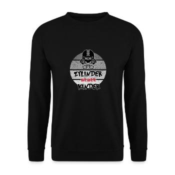 Sprüche Autofahrer Zylinder statt Kinder - Unisex Pullover - Schwarz - Vorne - Alina (178cm) & Michal (187cm)