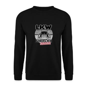 Lkw Führerschein bestanden - Unisex Pullover - Schwarz - Vorne - Alina (178cm) & Michal (187cm)