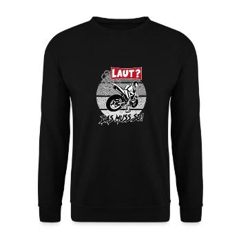 Motorradfahrer Sprüche Lärm Laut Alt - Unisex Pullover - Schwarz - Vorne - Alina (178cm) & Michal (187cm)