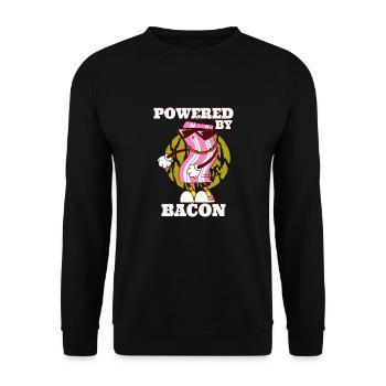 Powered by Bacon Funny Bacon Lover - Unisex Sweatshirt - black - Front - Alina (178cm) & Michal (187cm)