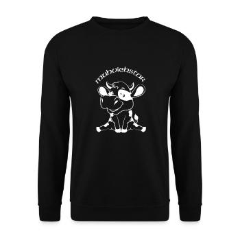 Muhviehstar Coole Kuh für Landwirte & Bauern - Unisex Pullover - Schwarz - Vorne - Alina (178cm) & Michal (187cm)