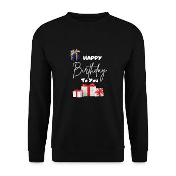 Happy Birthday to you-mit Geschenken - Unisex Pullover - Schwarz - Vorne - Alina (178cm) & Michal (187cm)