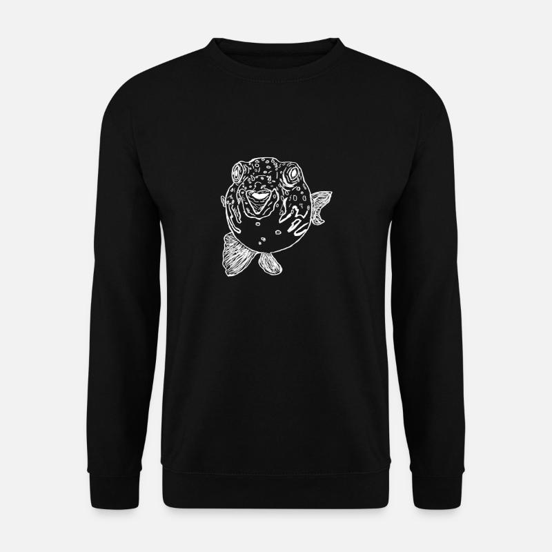 puffer fish white - Unisex Sweatshirt - black