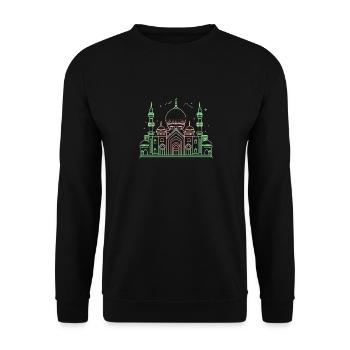Moschee Stern Halbmond stilisiert grün oder schwarz - Unisex Pullover - Schwarz - Vorne - Alina (178cm) & Michal (187cm)