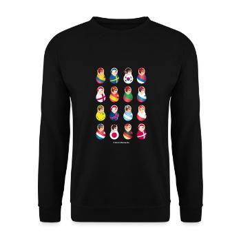 Matroschka Fußball Teams - Unisex Pullover - Schwarz - Vorne - Alina (178cm) & Michal (187cm)