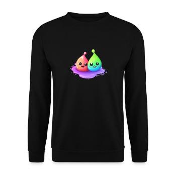 Zwei fröhliche Slimes - Unisex Pullover - Schwarz - Vorne - Alina (178cm) & Michal (187cm)