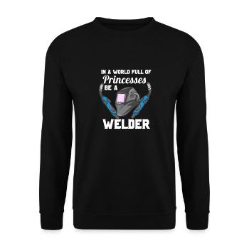 Be A Welder - Unisex Pullover - Schwarz - Vorne - Alina (178cm) & Michal (187cm)