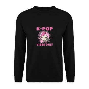 Idée cadeau motif coréen à la mode pour les fans de K-pop - Sweat-shirt Unisexe - noir - Devant - Alina (178cm) & Michal (187cm)