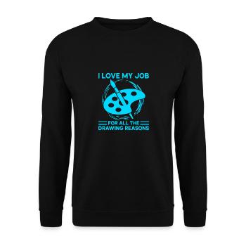 Artiste Peintre J’aime mon travail Idée cadeau d’art - Sweat-shirt Unisexe - noir - Devant - Alina (178cm) & Michal (187cm)