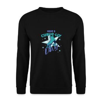 Rollerskater Party Have A Curve-lly Day Gift Idea - Unisex Pullover - Schwarz - Vorne - Alina (178cm) & Michal (187cm)