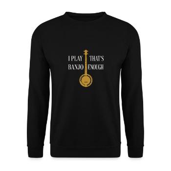 Ich spiele Banjo das reicht - Banjosilhouette - Unisex Pullover - Schwarz - Vorne - Alina (178cm) & Michal (187cm)