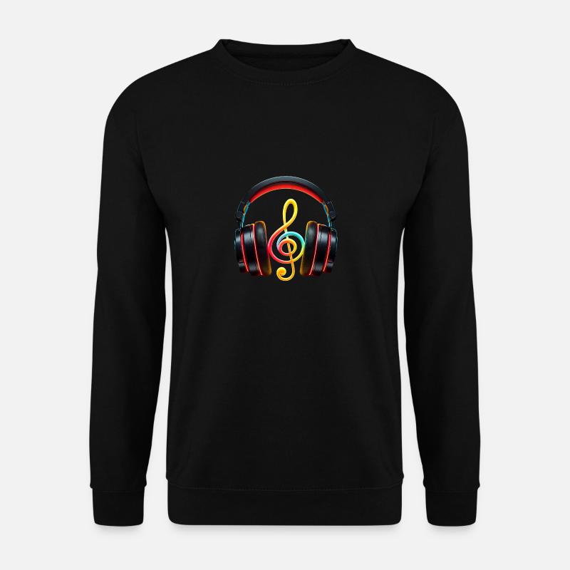 Schlanker Kopfhörer mit Musiknote - Unisex Pullover - Schwarz