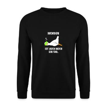 Ente lustig faul Spruch - Unisex Pullover - Schwarz - Vorne - Alina (178cm) & Michal (187cm)