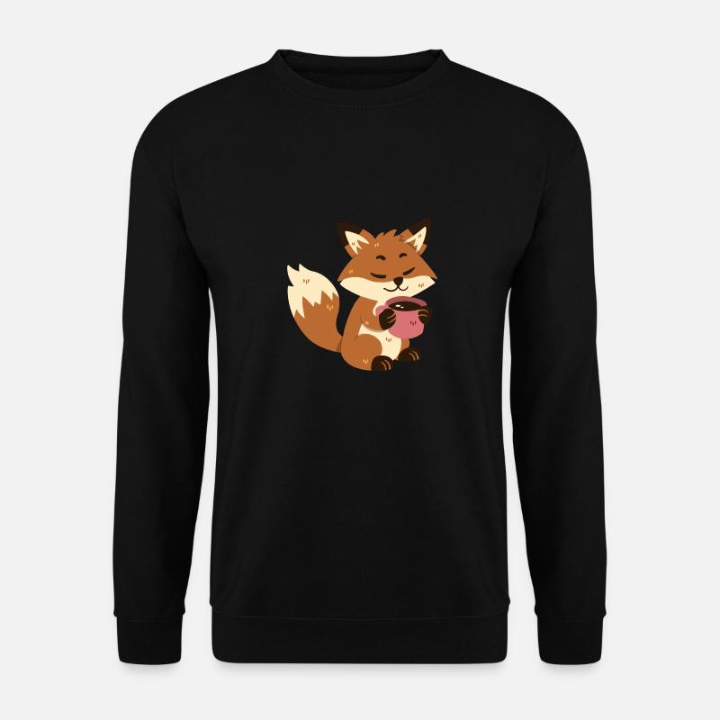 Fox drinks coffee - Unisex Sweatshirt - black