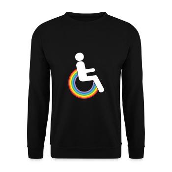 rollstuhl handicap regenbogen-rollstuhl wheelchair - Unisex Pullover - Schwarz - Vorne - Alina (178cm) & Michal (187cm)