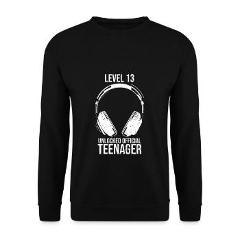 Offiziell Teenager 13.Geburtstag Geschenk Level 13 - Unisex Pullover - Schwarz - Vorne - Alina (178cm) & Michal (187cm)