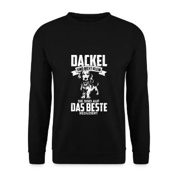 Dackel sind auf das Beste Reduziert Dackel Geschen - Unisex Pullover - Schwarz - Vorne - Alina (178cm) & Michal (187cm)