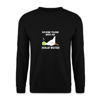 Ente lustig faul Spruch - Unisex Pullover - Schwarz - Vorne - Alina (178cm) & Michal (187cm)