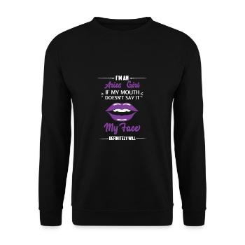 Sternzeichen Widder - Unisex Pullover - Schwarz - Vorne - Alina (178cm) & Michal (187cm)