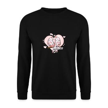 Valentinstag Motiv Vögel - Unisex Pullover - Schwarz - Vorne - Alina (178cm) & Michal (187cm)