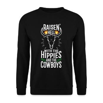 Raisin' Hell With The Hippies And The Cowboys - Unisex Sweatshirt - black - Front - Alina (178cm) & Michal (187cm)