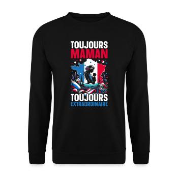 Fête des mères aux racines françaises, maman, meilleur - Sweat-shirt Unisexe - noir - Devant - Alina (178cm) & Michal (187cm)