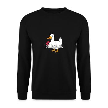 Canard avec beignet Dire canard - Sweat-shirt Unisexe - noir - Devant - Alina (178cm) & Michal (187cm)