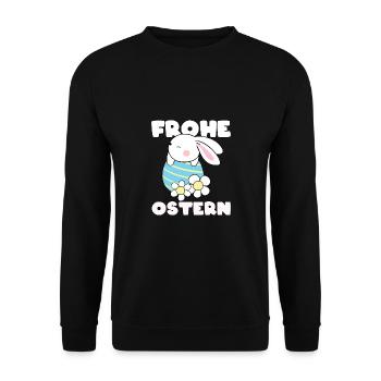 Ostern Hase Kaninchen Ei - Unisex Pullover - Schwarz - Vorne - Alina (178cm) & Michal (187cm)