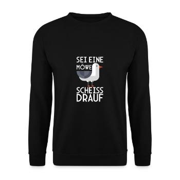 Möwe Scheiß drauf Meer Ostsee Nordsee - Unisex Pullover - Schwarz - Vorne - Alina (178cm) & Michal (187cm)