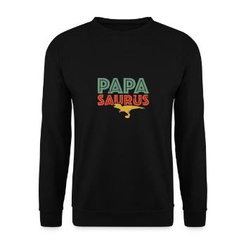 Papasaurus Dinosaurier Vatertag Papa Dino Vater - Unisex Pullover - Schwarz - Vorne - Alina (178cm) & Michal (187cm)