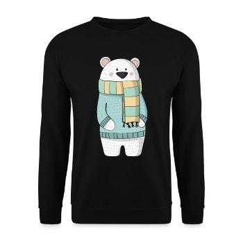 Ours polaire avec écharpe et chandail - Sweat-shirt Unisexe - noir - Devant - Alina (178cm) & Michal (187cm)
