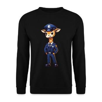 Cute Giraffe Police Officer - Unisex Sweatshirt - black - Front - Alina (178cm) & Michal (187cm)
