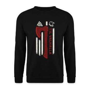 Til Valhalla Viking Axe - Unisex Sweatshirt - black - Front - Alina (178cm) & Michal (187cm)