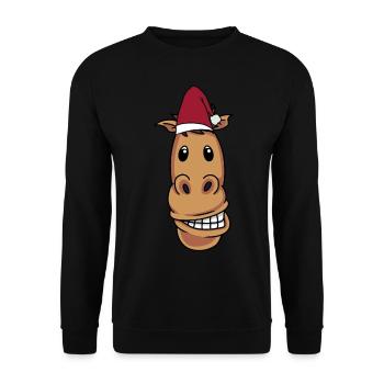 Santa Claus Horse Pony Rider Merry Christmas - Unisex Sweatshirt - black - Front - Alina (178cm) & Michal (187cm)