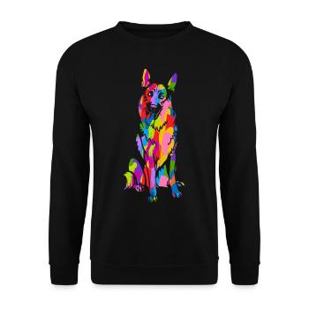 German Shepherd Colorful Retro Rainbow Retro - Unisex Sweatshirt - black - Front - Alina (178cm) & Michal (187cm)