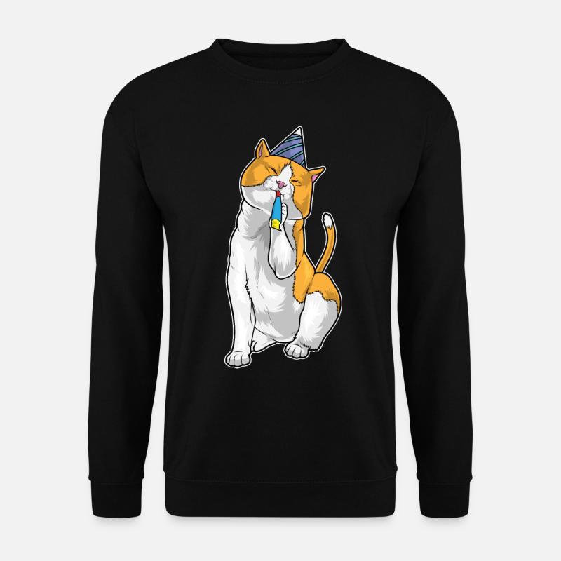 Trompette d’anniversaire de chat - Sweat-shirt Unisexe - noir