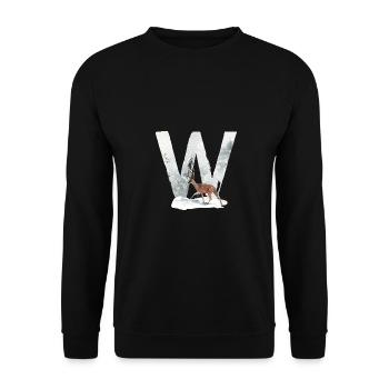 W – caractère décoratif – hiver - Sweat-shirt Unisexe - noir - Devant - Alina (178cm) & Michal (187cm)