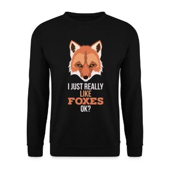 Ich mag Füchse wirklich Ok Rotfuchs Spruch - Unisex Pullover - Schwarz - Vorne - Alina (178cm) & Michal (187cm)