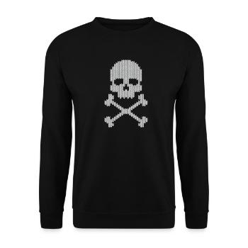 Schädel skull gestrickte - Unisex Pullover - Schwarz - Vorne - Alina (178cm) & Michal (187cm)