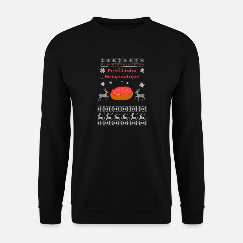 Ugly Christmas Fröhliche Weihnachten Mett fleisch - Unisex Pullover - Schwarz